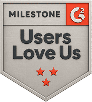 Бейдж Collaborator від G2 Milestone Users Love Us із трьома зірками.